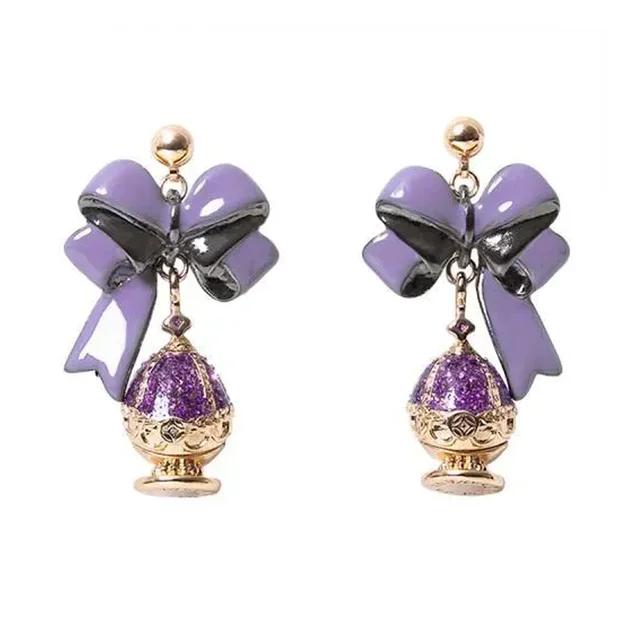 

Anime Puella Magi Madoka Magica Cosplay Earrings Kaname Madoka Akemi Homura Tomoe Mami Soul Gem Pendant Ear Clips Jewelry Gifts фіолетовий