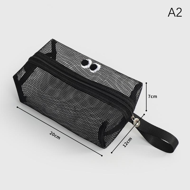 Large Capacity Mesh Makeup Bag Breathable Quick Dry Shower Toiletry Bag Portable Storage Bag Beach Travel Pouch Transparent