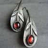 New Red Synthetic Gemstone Retro Earrings, European and American Fashion Women's Earrings.