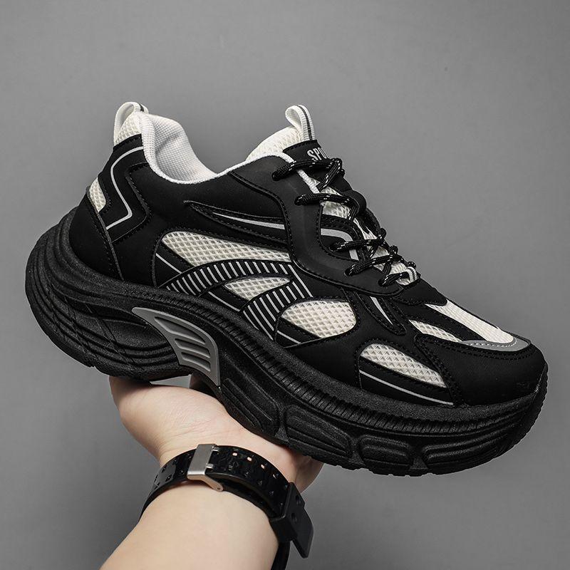 

Мужская спортивная толстая подошва 6/8/10 см толстая подошва увеличивающая рост обувь дышащая сетка модная повседневная сетка популярная модная обувь 44 чёрный