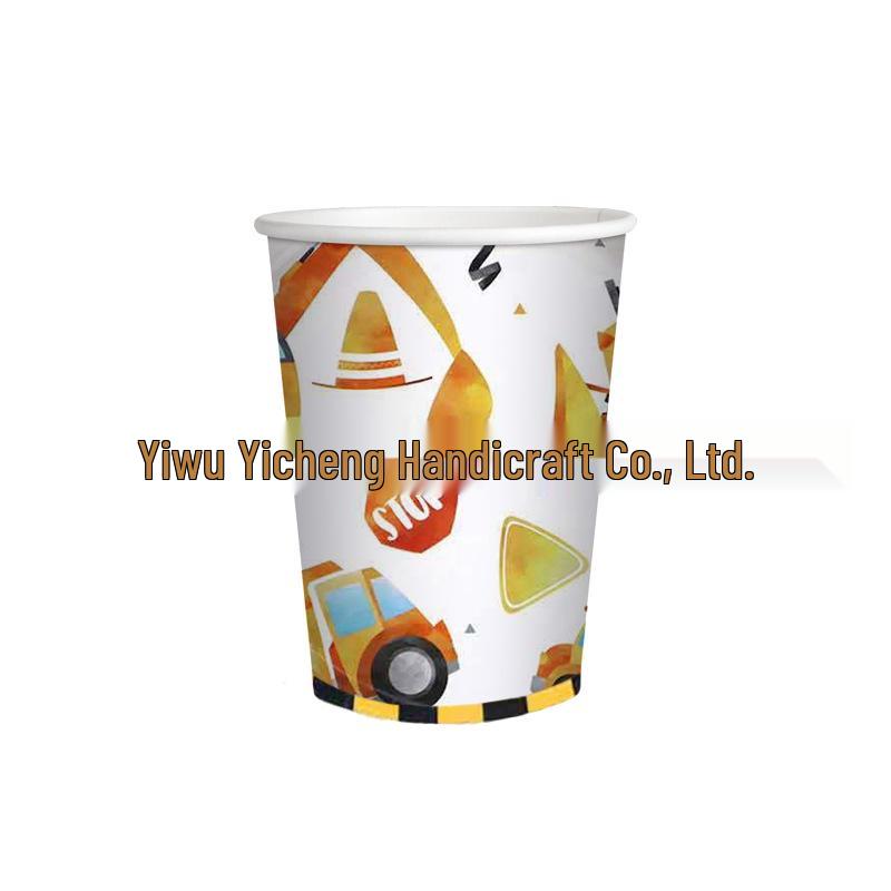 Construction Vehicle Birthday Party Tableware Set – Disposable Tablecloth and Plates with Cutlery for Kids' Theme Decor