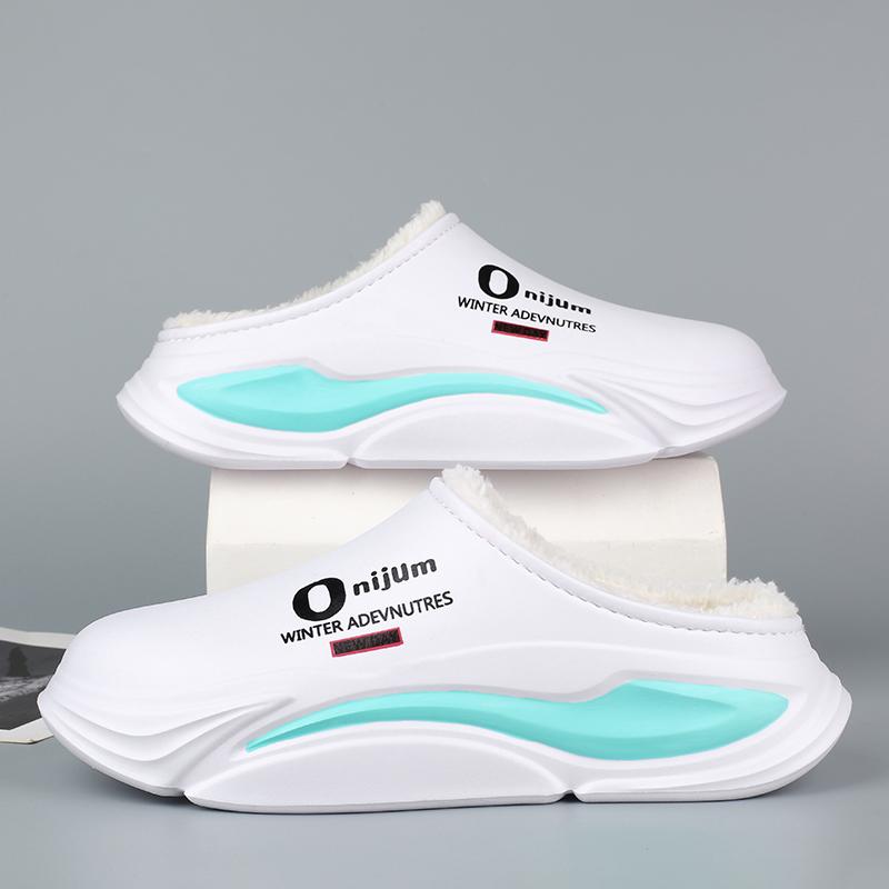 Winter Men Women Warm Slippers Cotton Slippers Outdoor Indoor Warm Shoes Waterproof Mens Couple Home Bedroom Plush Warm Slippers