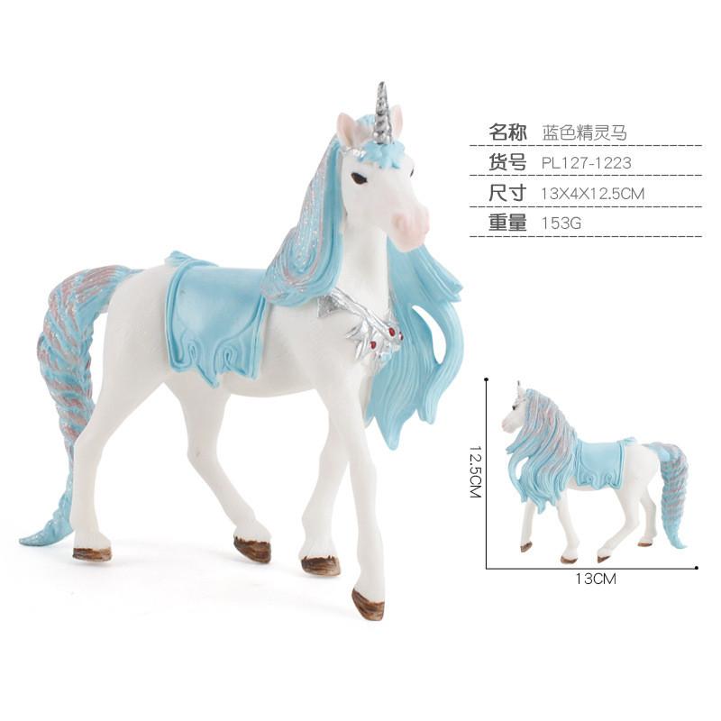 Eye-catching Fantasy Unicorn Rainbow Horse Pvc Model With Adorable Flying Pony And Elf Sheep