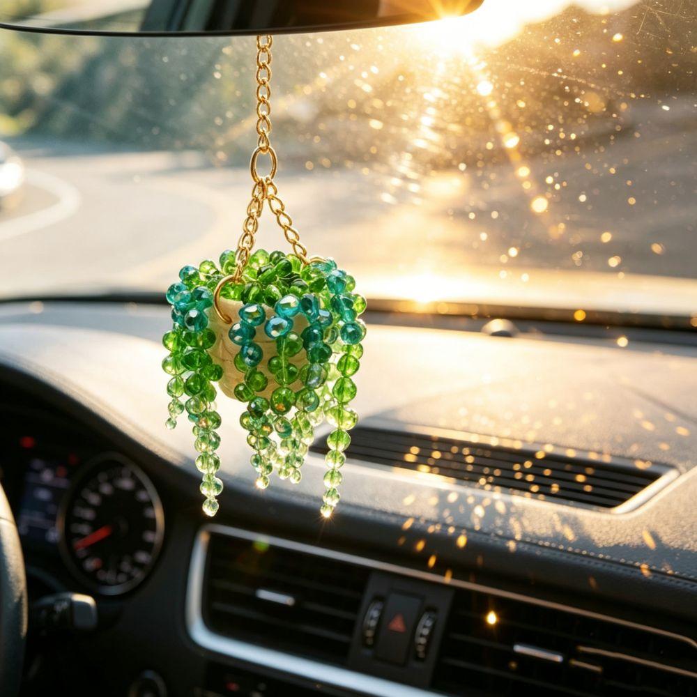 Amuleto de Coche de Suculenta Multibeaded Colgante de Coche Besado por el Sol Accesorio de Coche Amuleto de Coche con Cuentas Interior del Coche