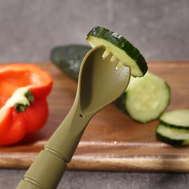 3-i-1 Utomhus Campingbestickset Kompakta Korrosionsbeständigt Stål Gaffel Sked Kombinationer för Ryggsäcksvandring Vandring och Picknicks