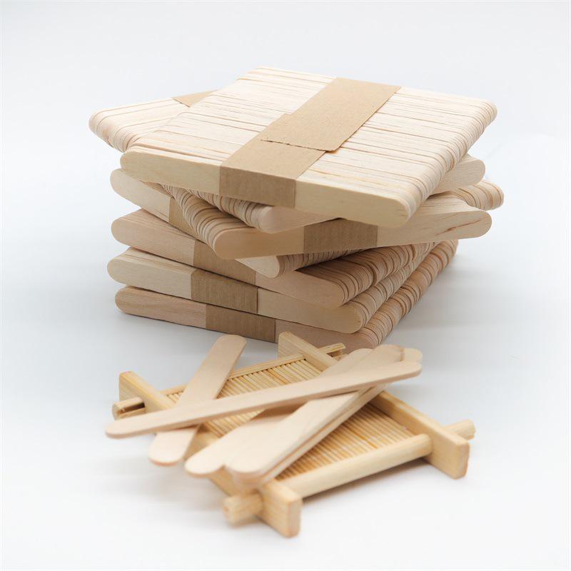 50 Wooden Popsicle Sticks for DIY Projects, Original Birch Color