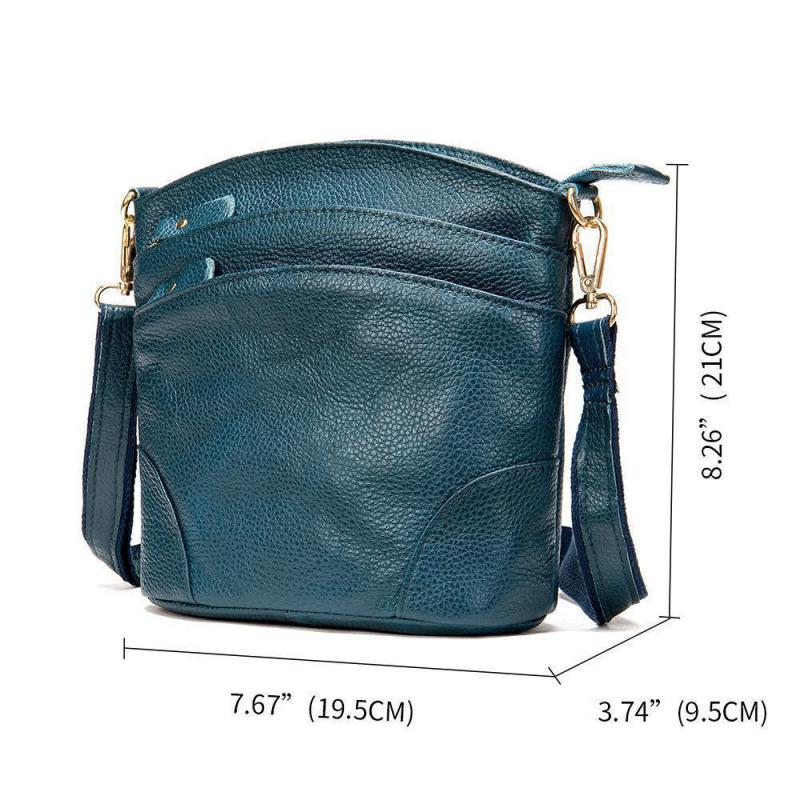 Johnature Fritid Dameveske Ekte skinn Vintage Ensfarge Myk ekte kuskinn Allsidige skulder- og crossbodyvesker