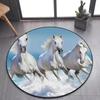 3D Animal Pentium Fine Horse Area Rug Round Carpet Rug for Living Room Bedroom Sofa Doormat Decoration,kids Non-slip Floor Mat