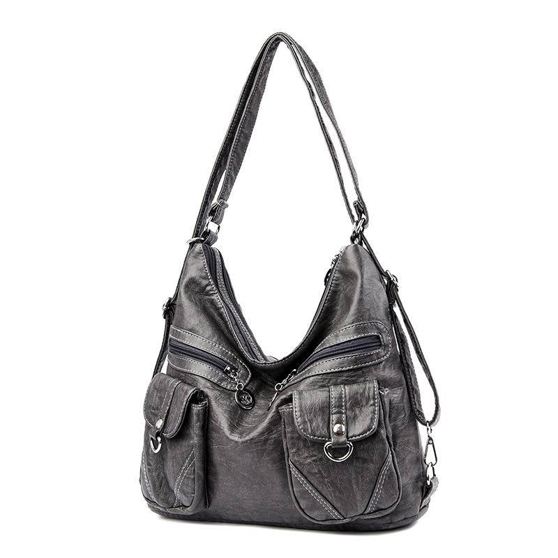 Small-scale Design Retro Single-shoulder Bag with Large Capacity and Multiple Pockets, Made of Soft Water-resistant Leather.