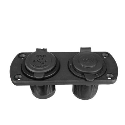 Adaptador de fonte de alimentação para motocicleta, 12v-24v, carregador usb duplo, tomada de montagem de placa de painel