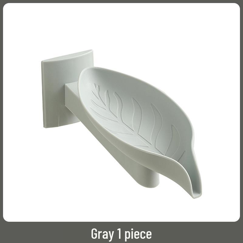 Rotatable No-Drill Wall-Mounted Leaf Soap Dish Holder with Drainage