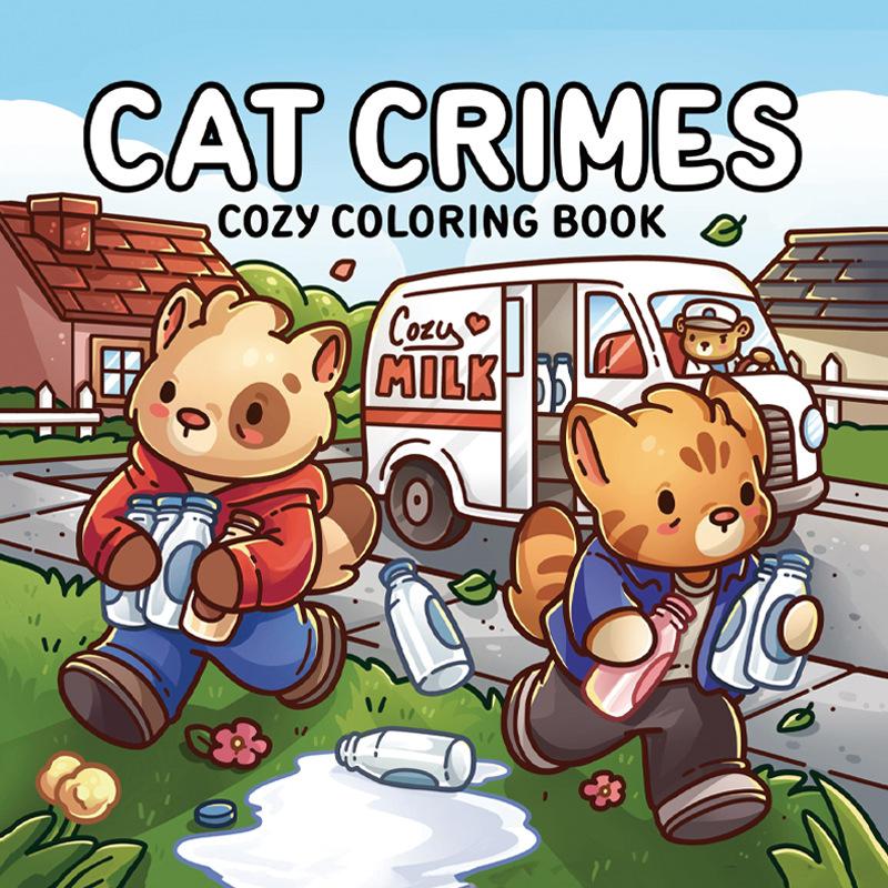 Adult Coloring Book Cat Crimes Cute Cozy Activities Relaxation Art Therapy Mindfulness Practice Coloring Books