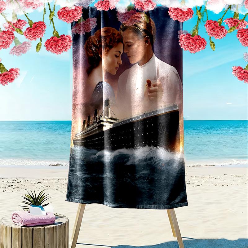 Titanic Print Beach Towel, Large Soft Quick Dry Towel for Beach Camping Swimming