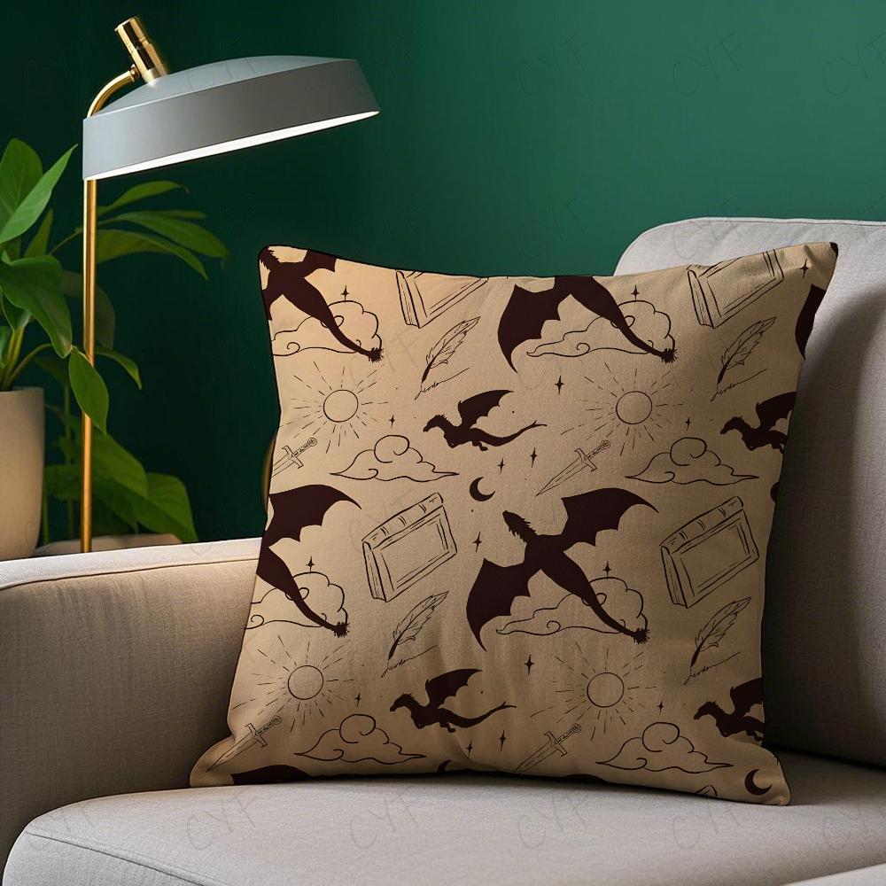 F-Fourth W-Wing Dragon Pillow Case Pillowcase Anti-dustmite Pillow Invisible Zipper Silky Short Plush Sofa Cushion Cover