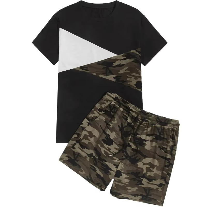 

Men s Camouflage Printed T-shirt Jogging Shorts Set Men s Set Sportswear Set 2-piece Set Sportswear Summer Short Sleeved S