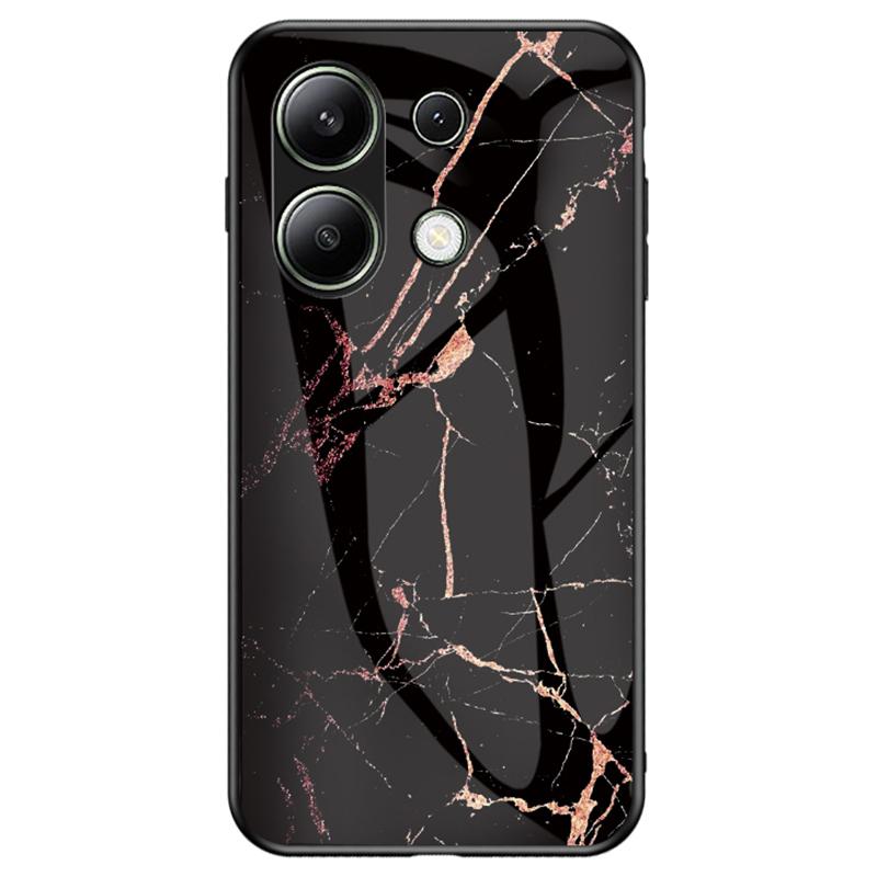 For Xiaomi Redmi Note 13 4G Anti-Drop Phone Cover Tempered Glass Case Marble Pattern Phone Shell