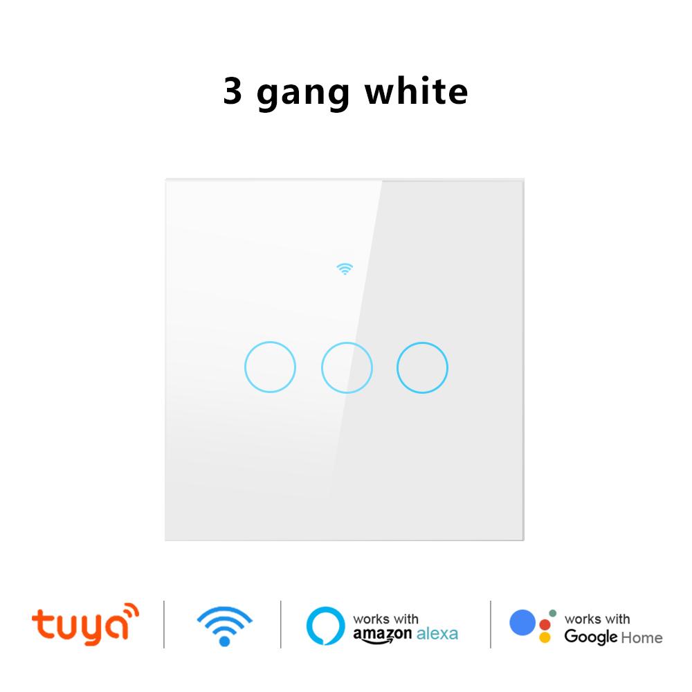 WiFi RF433 Smart Wall Switch Tuya App Remote Control 1/2/3/4 Gang Glass Panel Touch Light Switch No Neutral Wire Voice Control Alexa Google