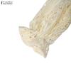 ZANZEA Women Casual V-Neck 3/4 Sleeve Patchwork Lace Dress