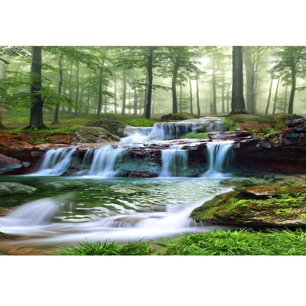 Waterfall Stream Wall Mural 3d Forest Landscape Wallpaper Removable Large Photo Sticker Background Wall Decor For Living Room Bedroom Wallpaper