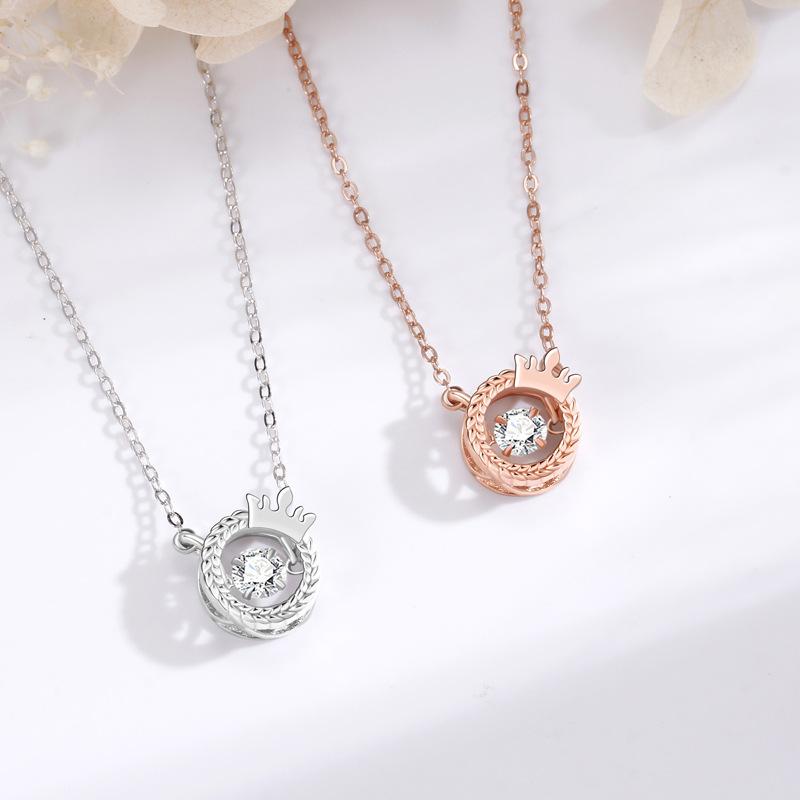 Smart Necklace Female Creative Korean Version of Fashion Beating Heart Crown Pendant Item Jewelry