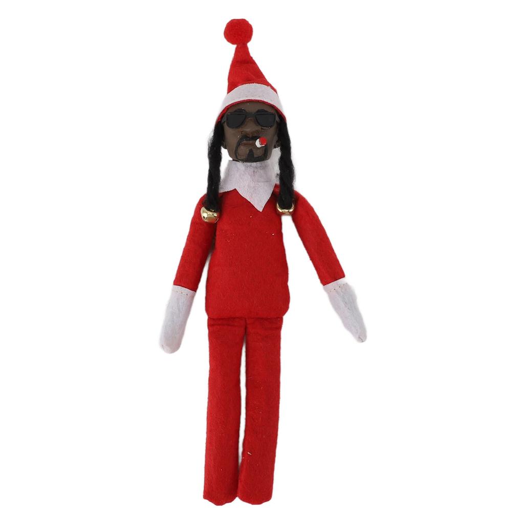 Bambola Elfo Nero di Natale Resina Feltro Giocattolo Bambola Hip Hop Ornamento Natalizio per Casa Festa Portico