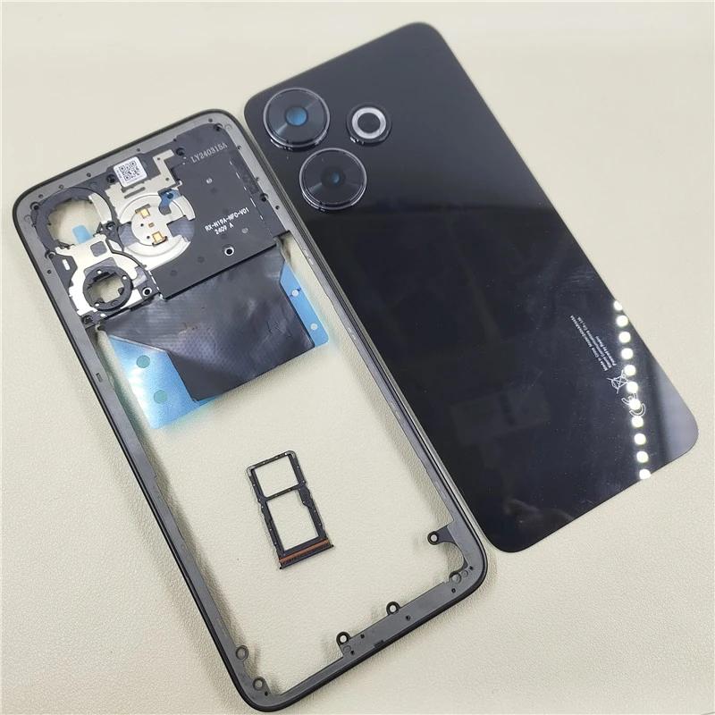 Full housing For Xiaomi Redmi 13 4G Middle Frame Battery Back Cover With Camera Lens + Sim Card Tray Repair Parts