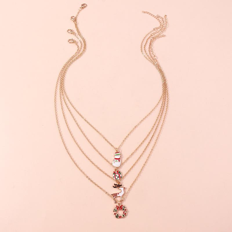 Christmas Ornaments: Reindeer Snowman Necklace & Cartoon Sweater Chain for Women