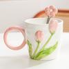 Ins High Value Tulip Mug Niche Design Sense Ceramic Cup for Girls Drinking Water Cup Coffee Cup for Home Use