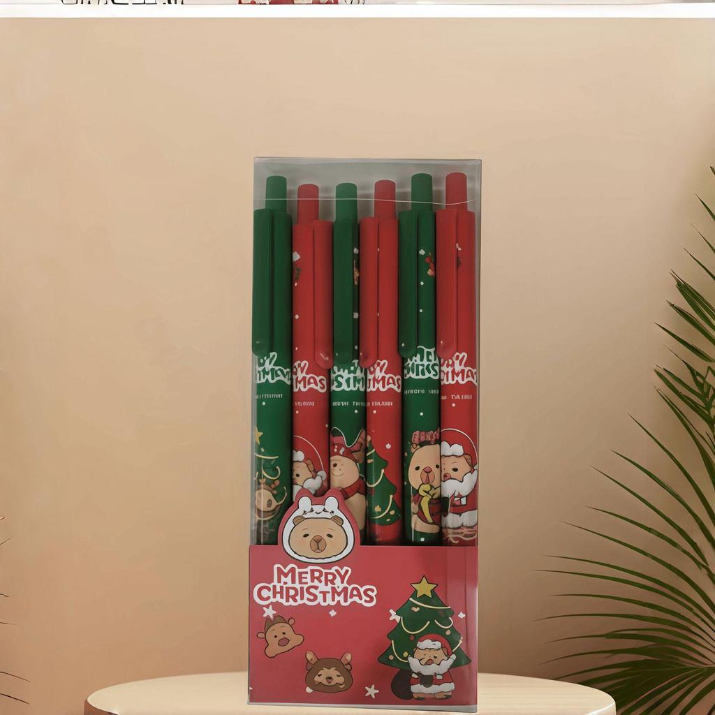 Capybara Christmas Gel Pen: Cartoon Student 0.5mm Black Ballpoint Push Pen - Fun Holiday Stationery Gift