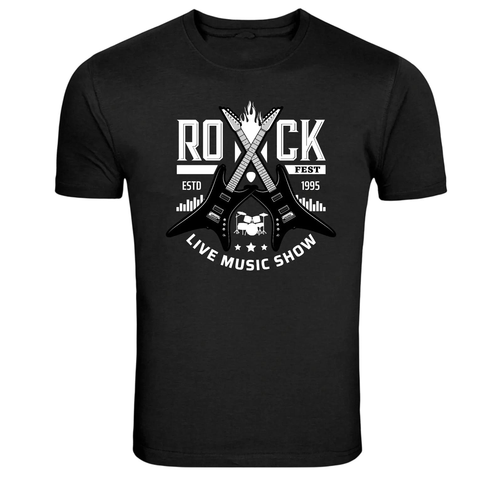 Rock Fest Live Music Electric Guitar Graphic T Shirt 4XL