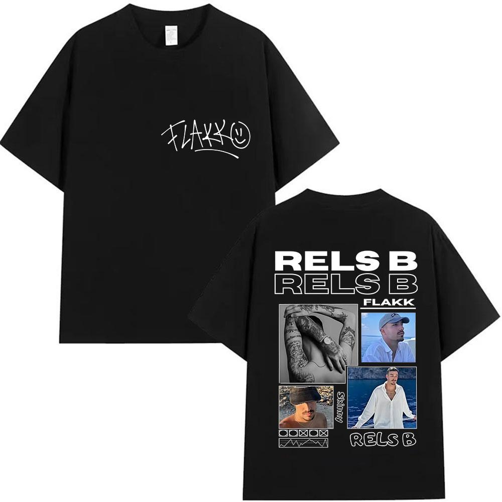 2025 Summer Rapper RELS B Thin Flakk Tour Fan Tshirt Male Hiphop Retro Cotton Shortsleeved Tshirt Clothing Top