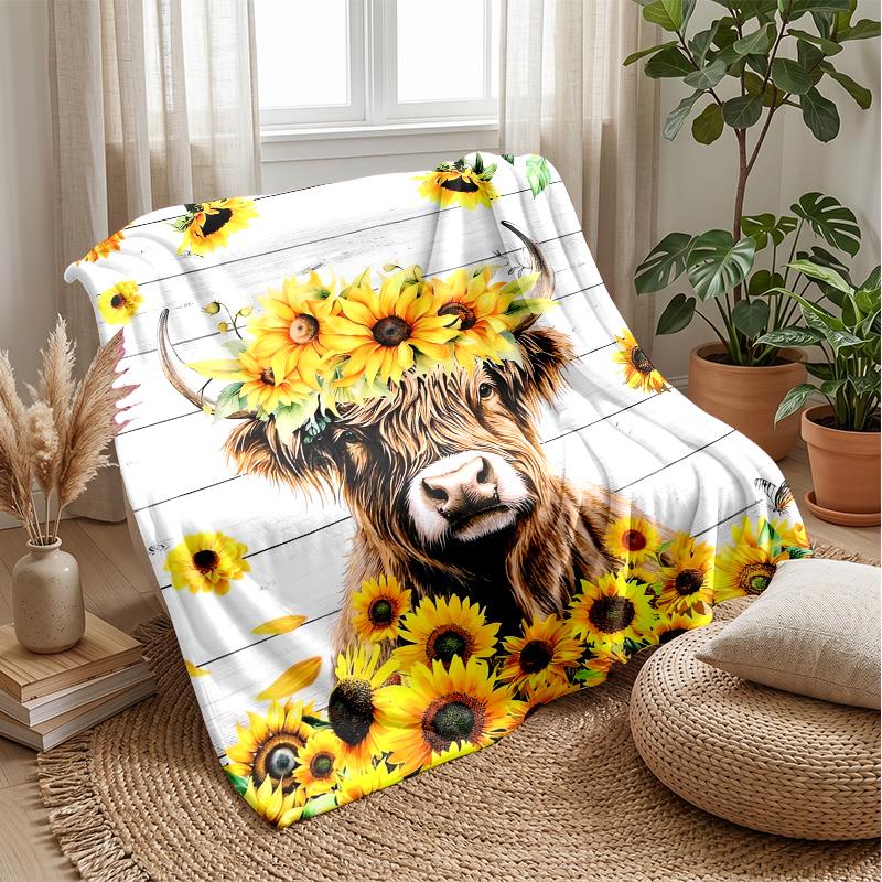 Romantic Sweet Calfs Theme blanket Lightweight Warm Flannel Blanket Decorative Throw Blanket for Home Decoration