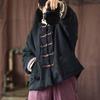 Johnature Frauen Vintage Leinen Parkas Taste Einfarbig Mäntel Winter Stand Plus Baumwolle Taschen Weibliche Chinesische Parkas