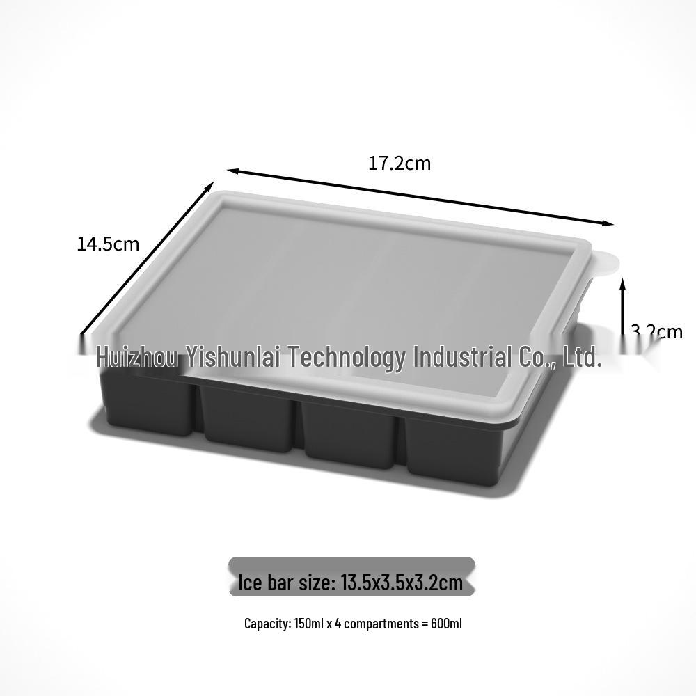 Silicone Ice Cube Tray with Lid: 4-Grid Frozen Soup & Food Storage Box