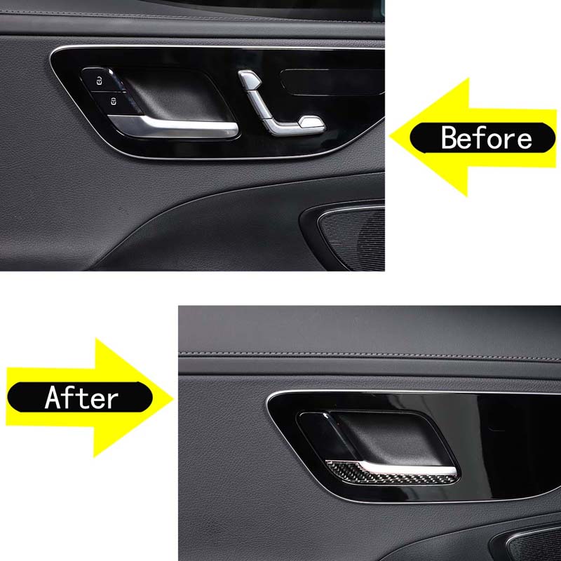 Soft Carbon Fiber Car Inner Door Handle Decorative Strip Trim Sticker For Mercedes Benz C-Class W206 2022-2024 Car Accessories