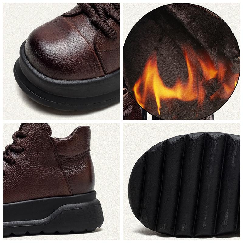 Fashion GKTINOO 2025 Autumn Winter Shoes Genuine Leather Ankle Motorcycle Boots for Women Thick Sole Women Ankle Boots Ladies Botas