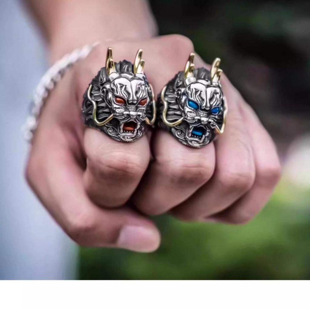 Męski Modny Retro Pierścień Boskiego Smoka – Ręcznie Robiony, Luksusowy Dodatek na Palec Wskazujący