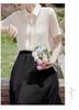 2026 Koreanischer Stil Plissiertes Satin-Chiffon-Hemd - Kurzärmelig, Vielseitige Damenmode