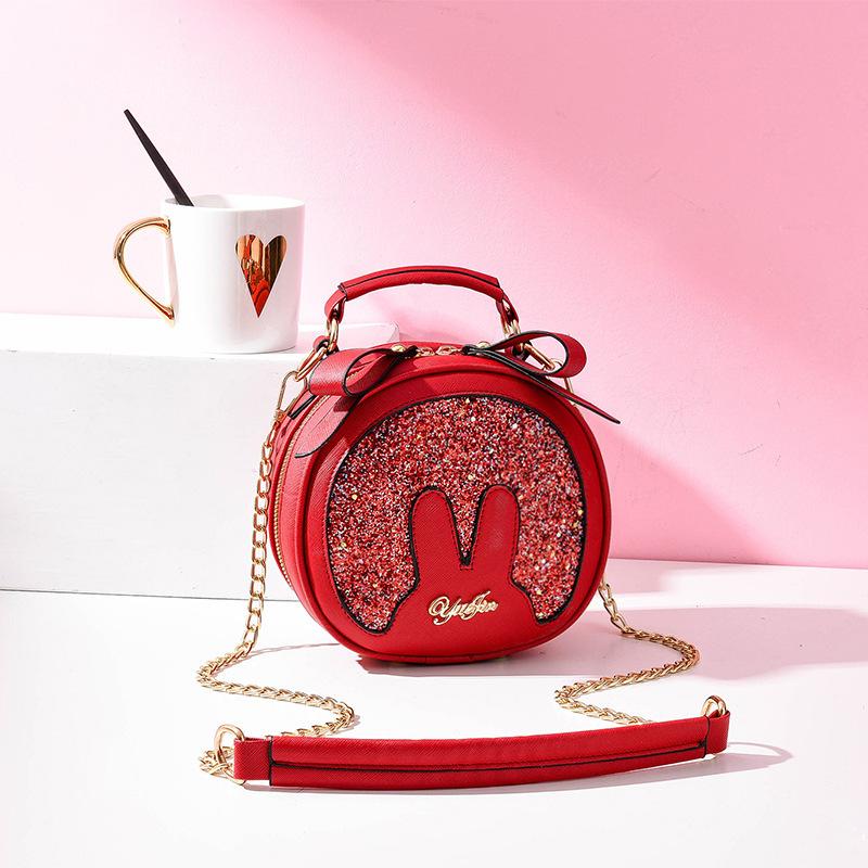

Женская модная простая сумка через плечо с цепочкой, маленькая круглая сумка в иностранном стиле, ручная сумка, сумка через плечо, мини-сумка красный