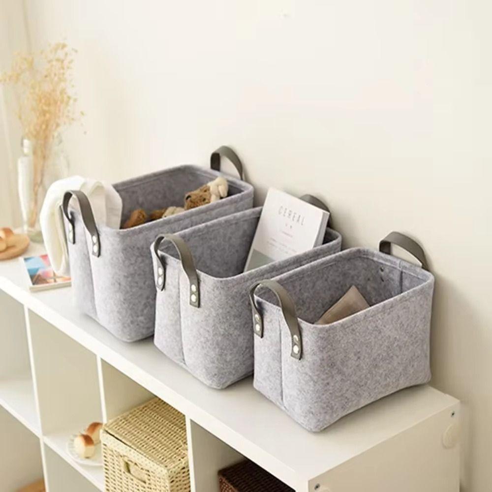 Felt Dirty Clothes Hamper Foldable Toys Holder Container Cloth Bag Dirty Clothes Bin  Living Room