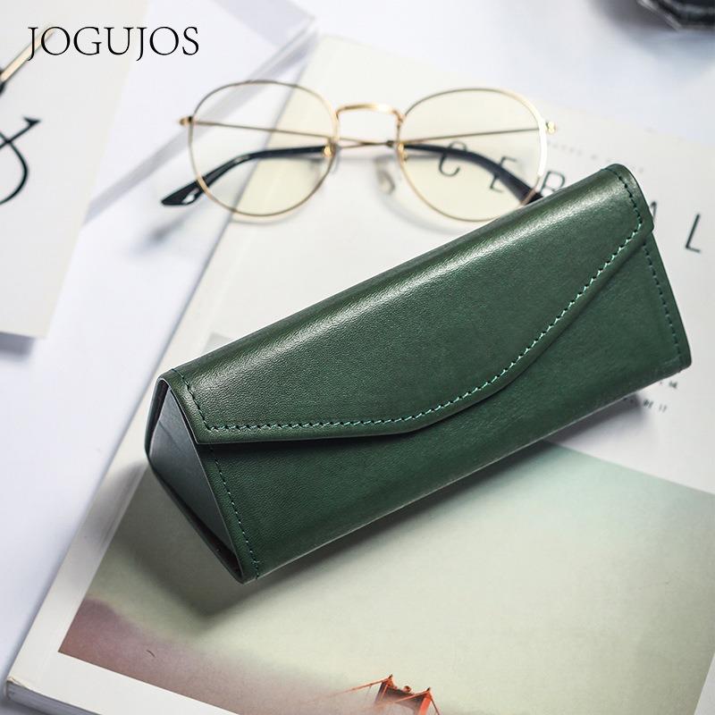 JOGUJOS Genuine Leather Glasses Case Retro Sunglasses Sunglasses Universal Cowhide Glasses Bag Portable Anti-pressure Glasses Case