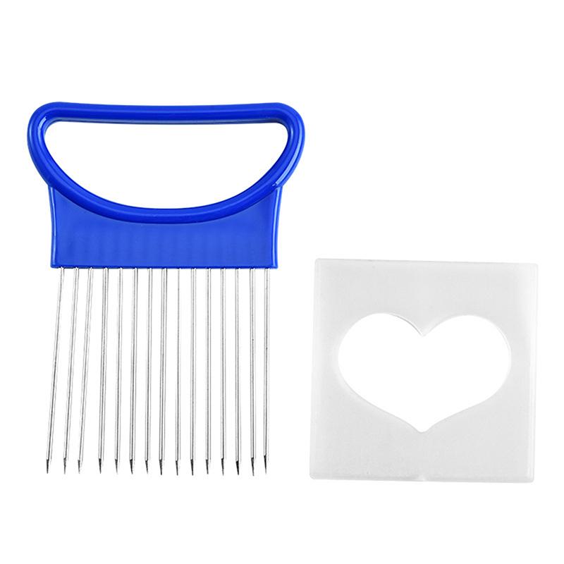 Stainless Steel Onion Cutter Holder Food Slicers Assistant Tomato Onion Slicer Holder Vegetables Cutting Fork Kitchen Gadgets