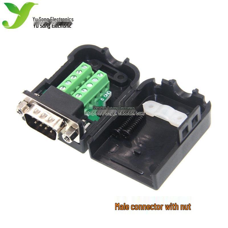 DB9 Male/Female Solderless Serial Port Adapter with Shell - RS232/485 COM Terminal Cable Plug