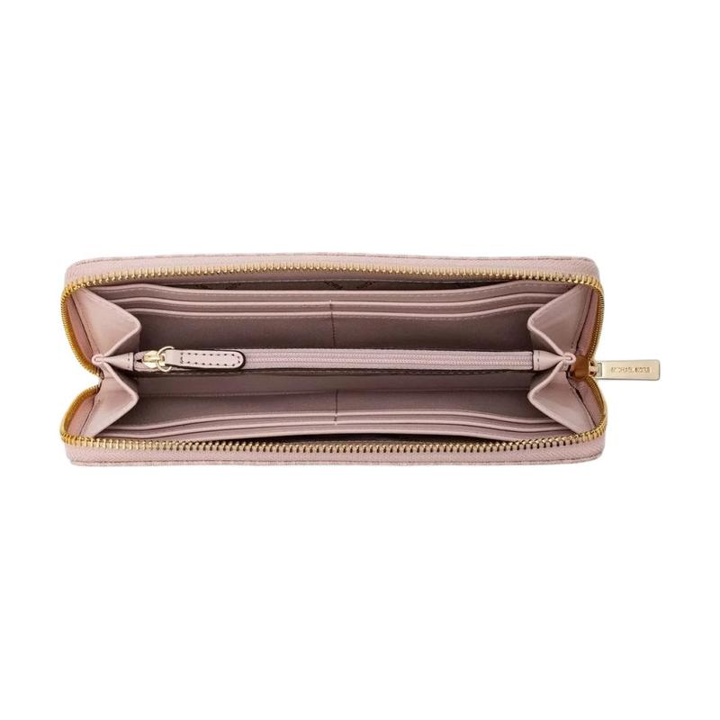 Michael Kors Cartera con monograma Jet Set Travel de lona revestida en piel sintética, grande, para mujer, color rosa