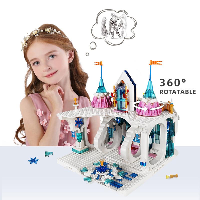 MOULD KING Bausteine Kreative Die MOC Schnee Palast Burg Modell Montage Ziegel Kinder Pädagogisches Spielzeug Weihnachten Geschenke