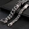 23mm Heavy Punk Retro Black Curb Cuban Chain Bracelet Men Women Hiphop Stainless Steel Biker Bike Pattern Cross Bangle Jewelry