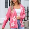 Autumn and Winter Women's Sweater Plus Size Knit Cardigan Flowers Knitwear