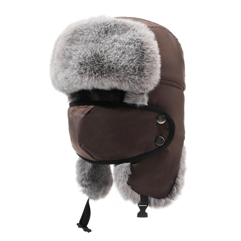 Men Winter Mask Bomber Hat Velvet Thick Cycling Outdoor Warm Ski Hat Ear Protection Cotton Hat