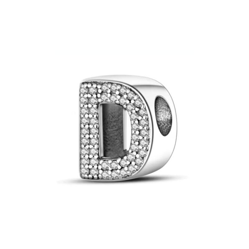 Classics Copper Shiny Zircon English Alphabet Beads Pendant Piece Charms Ideal For Original Fashion Bracelet Jewelry Piece Women Gift