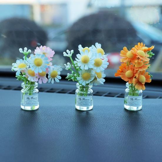 Mini Vaso de Flores Decoração Painel do Carro Acessório Fofo para Console Central com Adesivo Micro-Paisagem Realista para Mesa de Casa/Escritório